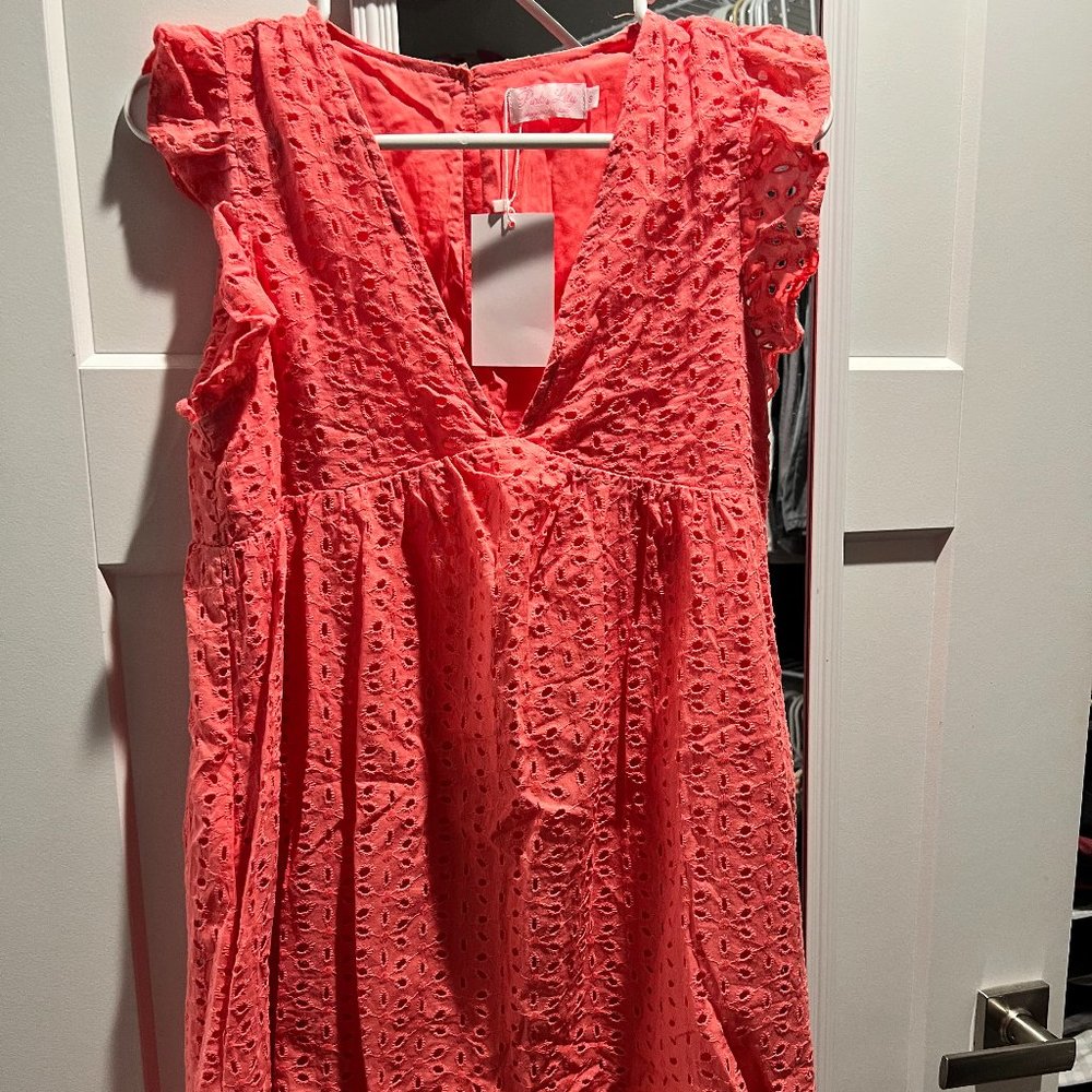 Pink Lily eyelet dress coral size S